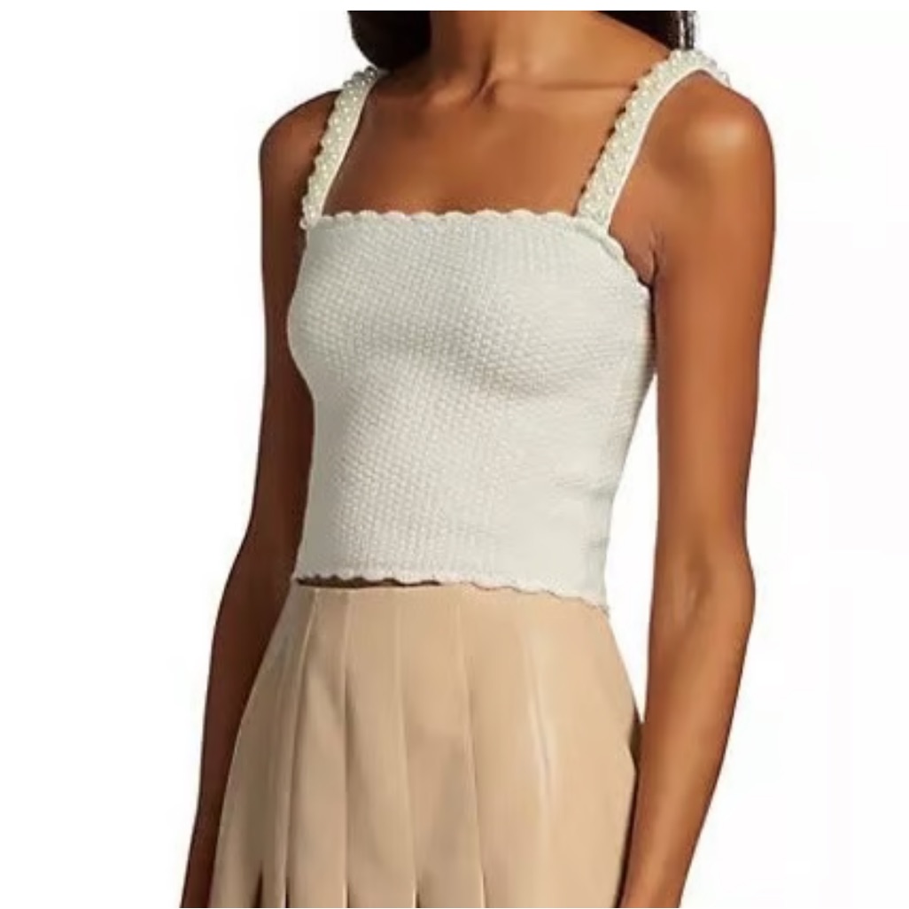 Alice + Olivia | Sid Embellished Pearl Textured Tank